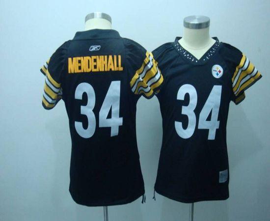 Steelers #34 Rashard Mendenhall Black Women's Field Flirt Stitched NFL Jersey